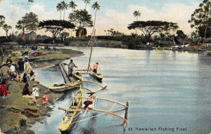 HAWAIIAN FISHING FLEET Fishermen Island Curio Co. 1909 Vintage Postcard