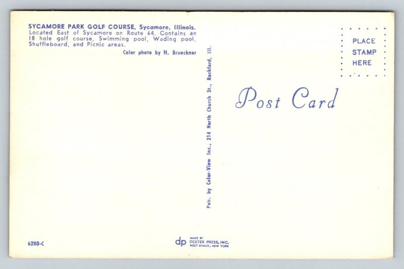Sycamore Park Golf Course  Illinois  Golfers Postcard