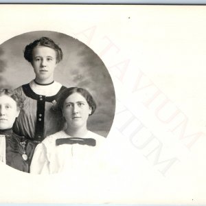 c1910s Group Women Portrait RPPC Sisters Cute Young Ladies Girls Real Photo A192