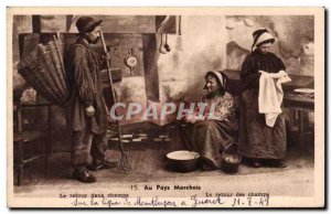 Old Postcard The Land Marchois The return fields Return of Folk Costume fields