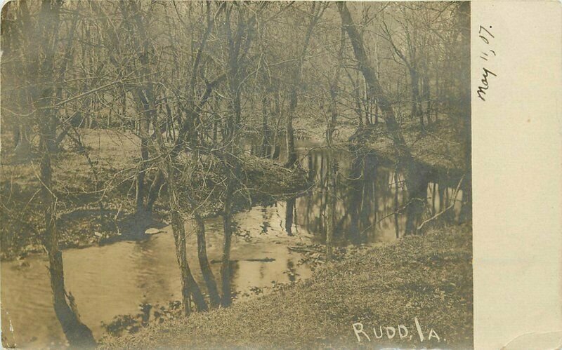 1907 Rudd Iowa Floyd County Rural Creek View Postcard RPPC real photo  20-8541