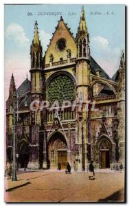 Old Postcard Dunkirk Church St Eloi