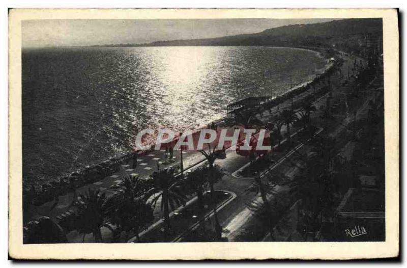 Old Postcard Nice setting on the Promenade des Anglais and the Baie des Anges