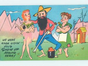 Linen risque SEXY HILLBILLY GIRL WITH BABY AND HER FATHER WITH SHOTGUN HJ3152