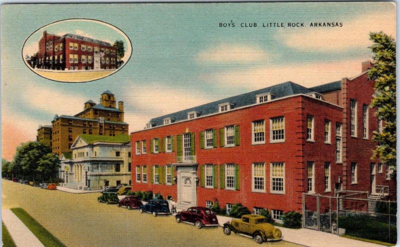LITTLE ROCK, AR Arkansas   BOY'S  CLUB  c1930s  Cars  Linen   Postcard
