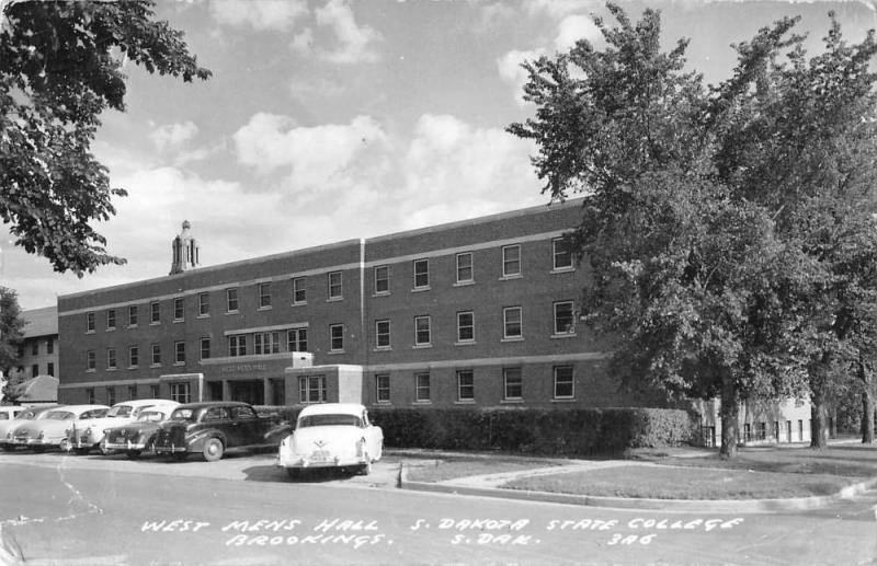 Brookings South Dakota State College Mens Hall Real Photo Antique PC J45773