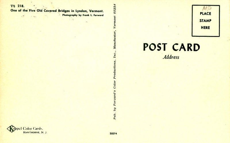 VT - Lyndon. Old Covered Bridge    