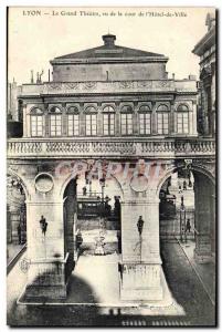 Old Postcard Lyon Grand Theater seen from the courtyard of the City Tram & # ...