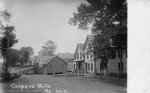 Coopers Mills ME Main Street Store Fronts Real Photo Postcard