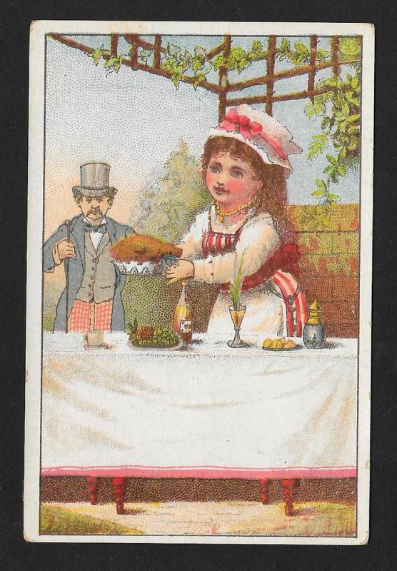 VICTORIAN TRADE CARDS (3) Serving Food Black Chef
