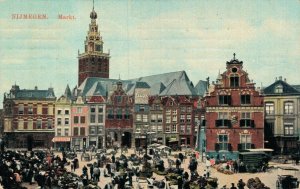Netherlands Nijmegen Markt Vintage Postcard 07.52