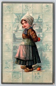 1910's Dutch Kid Little Girl Traditional Clothing Dress Posted Postcard