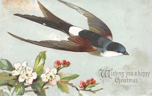 Approx. Size: 2.5 x 4 Wishing you a happy Christmas Bird Late 1800's Tradecar...