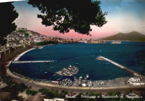 Vintage Postcard Napoli Panorama E Porticciolo Di Mergellina E Porto Italy