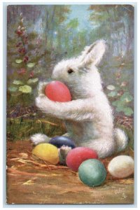 c1910's Easter Rabbit And Eggs Oilette Tuck's Unposted Antique Postcard