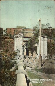 Manila Philippines Gate Destroyed by Earthquake c1910 Used Postcard