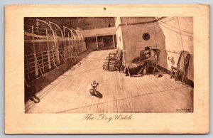 Ship Deck the Dog Watch Comic Romance UNP Artist Signed DB Postcard K1