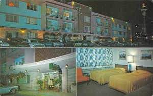 SEATTLE, WA Washington  TRAVELODGE MOTEL Night~Room~60's Cars  ROADSIDE Postcard