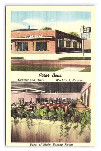 Polar Bear Central & Oliver Wichita Kansas Postcard Restaurant Cafe Multi View