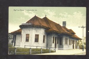 CRAWFORDSVILLE INDIANA BIG FOUR RAILROAD DEPOT TRAIN STATION VINTAGE POSTCARD