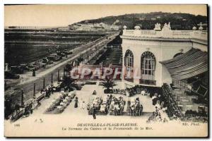 Old Postcard Deauville flowered beach casino terrace and sea promenade
