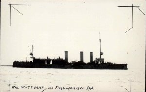 WWI German Aircraft Cruiser Ship Stuttgart Vintage Real Photo Postcard