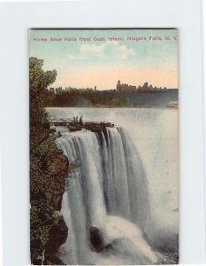 Postcard Horse Shoe Falls from Goat Island, New York, Niagara Falls, Canada