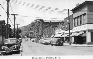 RPPC FRONT STREET DEPOSIT NEW YORK CARS REAL PHOTO POSTCARD (c. 1940s)