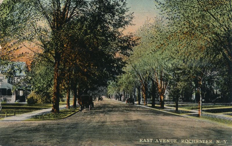 Horse and Carriage Traffic on East Avenue - Rochester NY New York - pm 1915 - DB