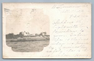 MASSACHUSETTS LIGHT HOUSE ANTIQUE REAL PHOTO POSTCARD RPPC