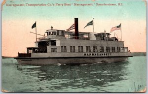 1909 Narragansett Transportation Co. Ferry Boat Sauderstown RI Posted Postcard