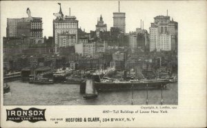 New York City Lower Manhattan IRONSOX SOCKS Clothing c1905 Postcard
