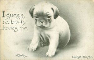 I guess nobody loves me Cute Puppy 1909 V Colby Postcard