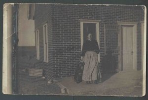 1903 RPPC Early Brick Home W/Woman In Front Maywood Ne Has Wear
