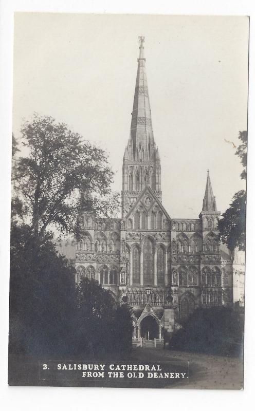 UK England Salisbury Cathedral from Old Deanery Vintage Photo Postcard