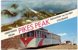 Cog Railway, Pikes Peak, Colorado, Vintage Split View Chrome Postcard
