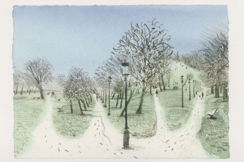 Regents Park Corner Primrose Hill Snow London Painting Postcard