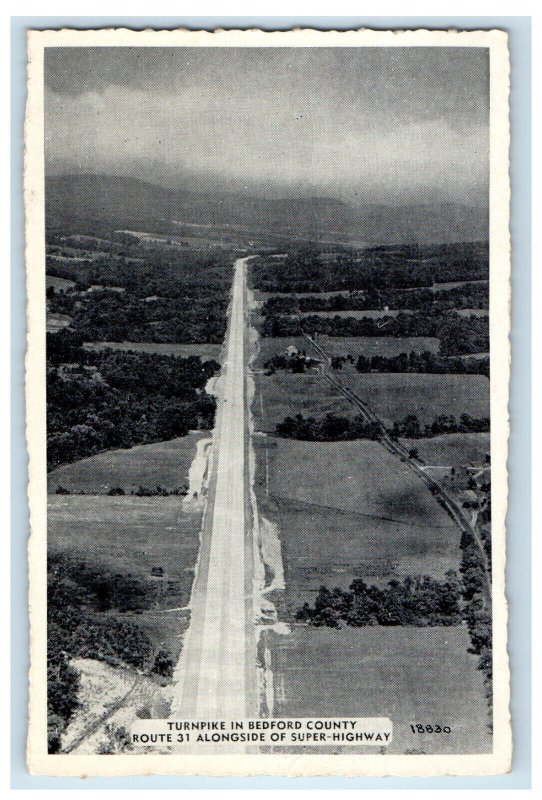 c1940s Turnpike in Bedford County, Johnson's Pennsylvania Turnpike PA Postcard