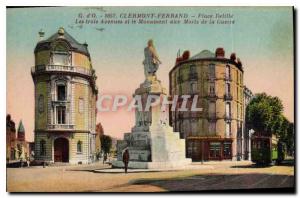 Old Postcard Clermont Ferrand Place Delille Three Avenues and the Monument to...