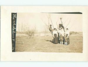 Old rppc GROUP OF PEOPLE Great Postcard AB1298