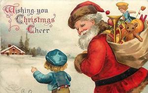 Chromolithograph Embossed Christmas Postcard Santa Claus ...