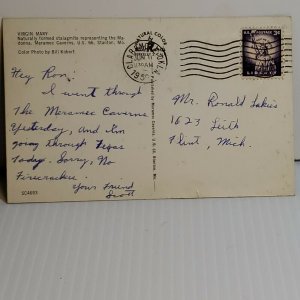 Vintage Postcard Virginia Mary Stalagmite Madonna Stanton Missouri 1959