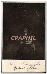 PHOTO CARD Montreuil sous Bois 91 rue Romainville Young man with his dog