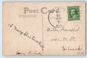 1910 Christmas Child And Holly Berries Milwaukee Wisconsin WI Antique Postcard