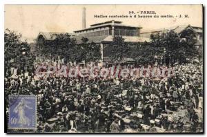 Postcard Old Paris Central Market Hall 6 am