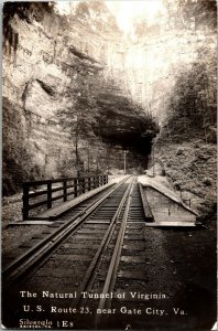 RPPC Natural Tunnel of Virginia, Gate City VA Route 23 c1944 Vtg Postcard C34