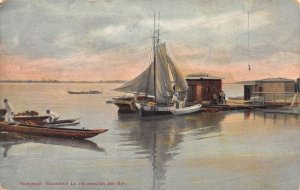 Guayaquil Ecuador La Ria seccion del Sur Sailboat at Dock Postcard AA109271