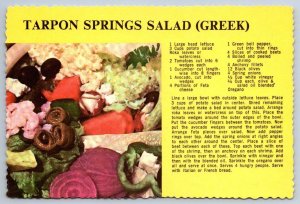 Tarpon Springs Salad (Greek) Recipe, Florida, Chrome Postcard