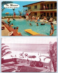 2 Postcards ST. PETERSBURG BEACH, Florida FL ~ Roadside THE MARINER Apartments