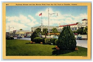 Business Houses And San Marcos Hotel Face The City Park Chandler AZ Postcard